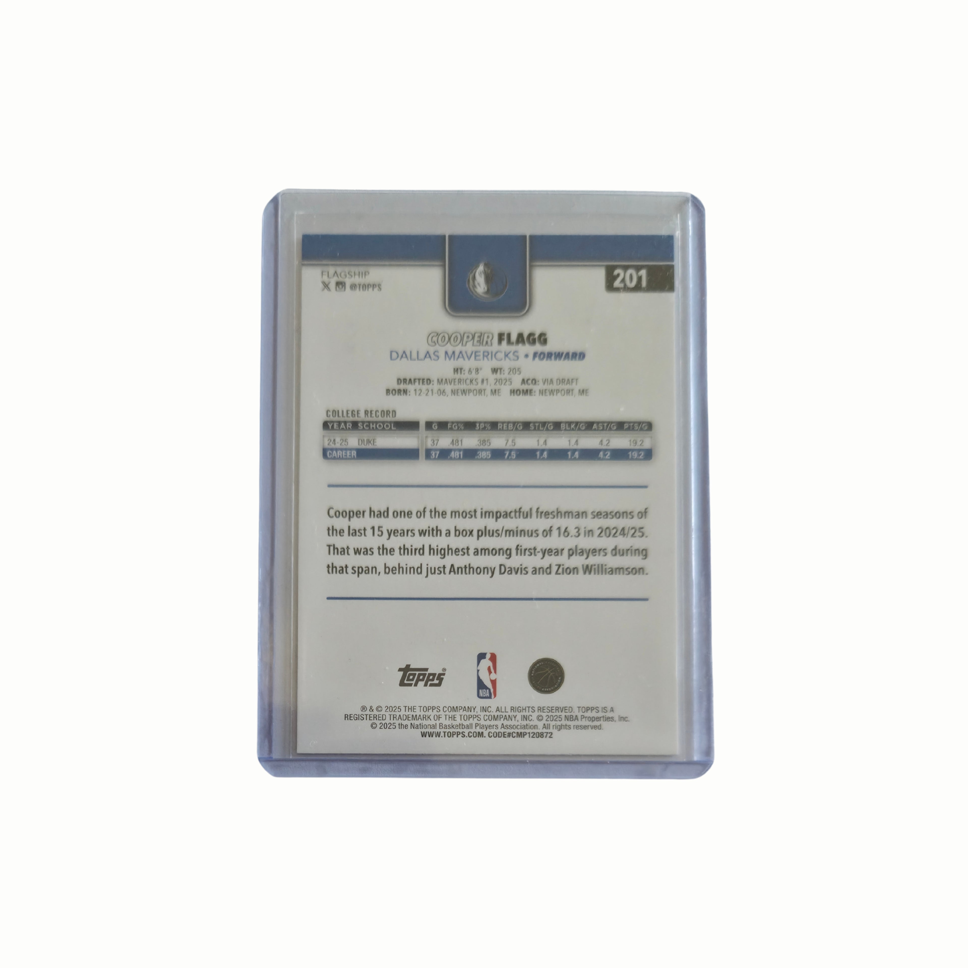 Cooper FLAGG - Topps Flagship RC - 25/26