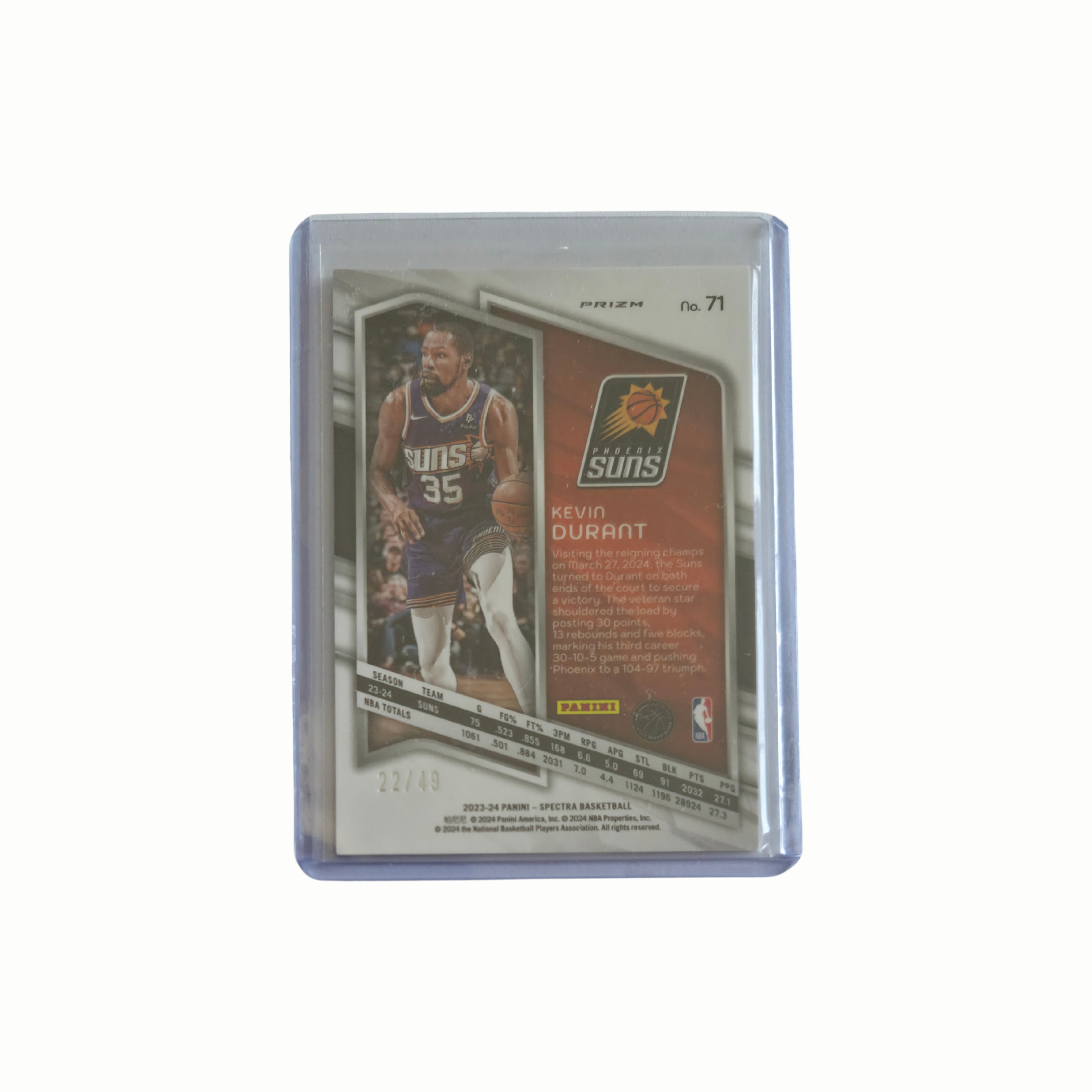 Kevin DURANT - Panini Spectra /49 - 23/24