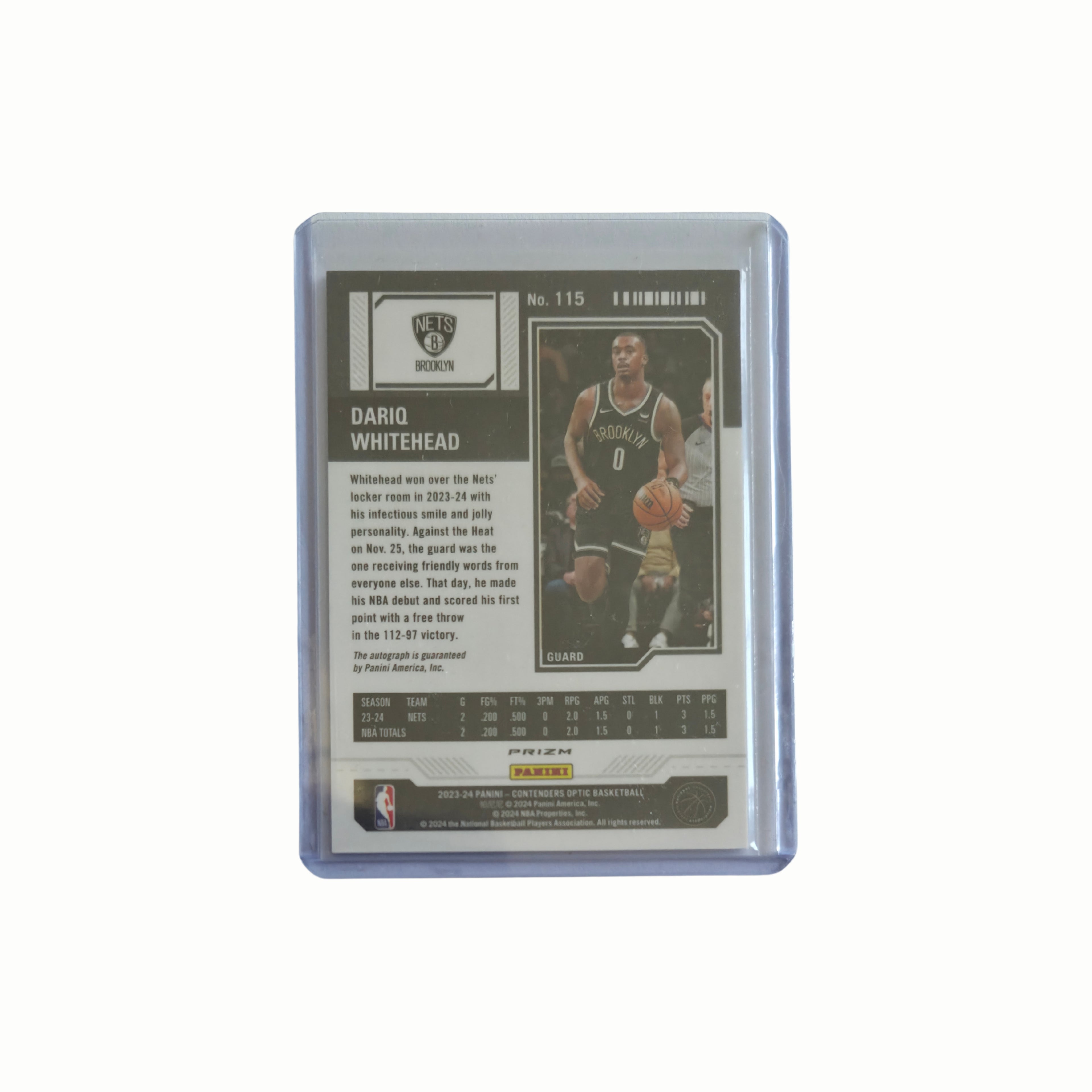 Dariq WHITEHEAD - Panini Contenders Optic Auto RC - 23/24